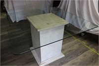 Stone Base Glass Top Dining Table