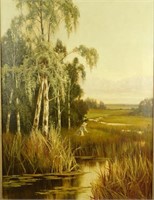 Antique Oil on Canvas Landscape