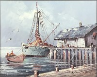 Original Oil on Canvas "Dockside" w/COA