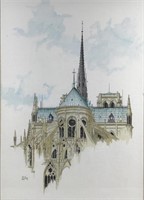 Tim Mosher "Apse of Notre Dame" Watercolor
