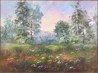 Shirley Little "Misty Hoosier Landscape" Oil