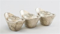 Three Chinese Silvered Ingot Boat Money