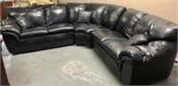 Black Leather Curved Sectional - 3 pc