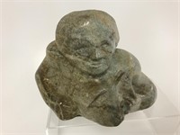Carved stone bust of a woman w/ cat