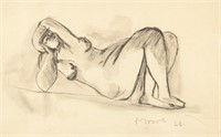 Henry Moore Charcoal on Paper Nude Marlborough '28
