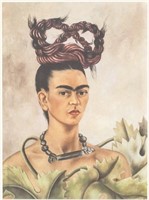 Frida Kahlo Mexican Signed Linocut Etching Paper