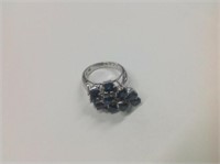 18k white gold Sapphire Ring features 5 pear shape