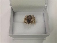 10kt yellow gold Vintage Ring w/ marquis shaped 2c