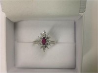14k white gold Ruby & Diamond Ring