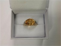 14k yellow gold Citrine & Diamond Ring