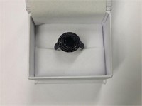 .925 Sterling Silver black tourmaline Ring