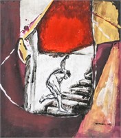Vladimir Velickovic Serbian Modernist Oil Canvas