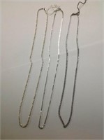 3pc .925 Sterling Silver Chains longest 20"