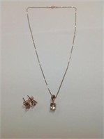 10k yellow gold Morganite Earrings/Necklace