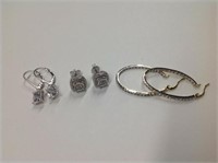 .925 Sterling Silver Earrings w/ CZ's pierced 7.9