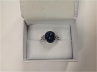 .925 Sterling Silver Grayish/Blue Sapphire Ring 4.