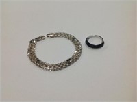 .925 Sterling Silver Diamond cut Bracelet 7"and .9