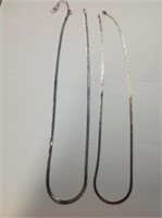 2pc .925 Sterling Silver flat braided Chains