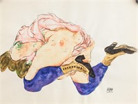 Egon Schiele Austrian Modernist Watercolor Paper