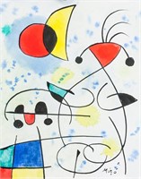 Joan Miro Spanish Surrealist Mixed Media on Paper