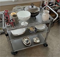 Stainless Steel Rolling Catering Cart W/ Items