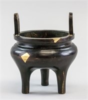 Chinese Bronze Tripod Censer Jiacang Zubao MK