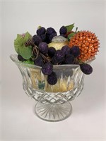 Cut glass compote w/ beaded fruit
