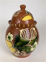 Breininger Redware Pottery lidded jar