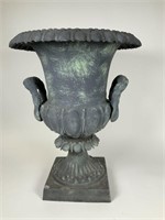 Cast metal garden urn planter