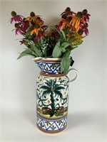 Tall decorative pitcher w/ flowers