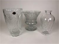 3 cut glass vases