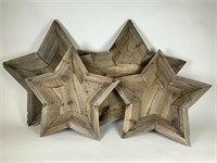 4 Rustic Wood Star trays