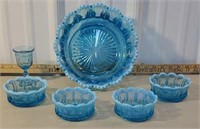 5pcs blue opalescent and goblet