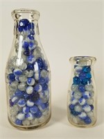 2 New Jersey dairy bottles w/ marbles