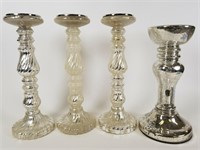 4 mercury glass pillar candleholders