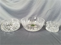 3 crystal bowls, Waterford, Honour, etc