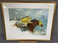 Ralph Scharff Horse Racing Watercolor Painting