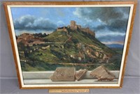Castle on the Mountain Landscape Oil Painting