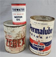 Lot of 3 Old Advertising Cans Amoco, Dupont...