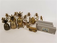 Brass wall sconces, napkin rings, etc