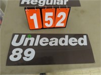 UNLEADED 89/UNLEADED PLUS TIN SIGN - NEW OLD STOCK
