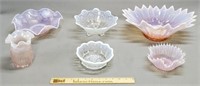 Pink & White Opalescent White Glass Grouping
