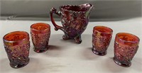 Fenton Glass Pitcher and Glasses Drink Set