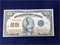 1923 Dominion of Canada 25 Cent Note