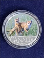 Canada 2017 $10 .999 Fine Silver Coin Foxes
