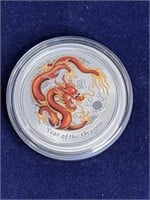 .999 Silver Year of the Dragon Colorized Coin