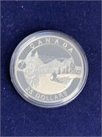 2014 $25 Fine Silver Coin O Canada Scenic Skiing