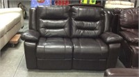Leather dual pull recline loveseat
