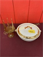 FLARE-WARE & AMBER GLASS DISH