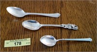 3 Demitasse Spoons .925 Silver